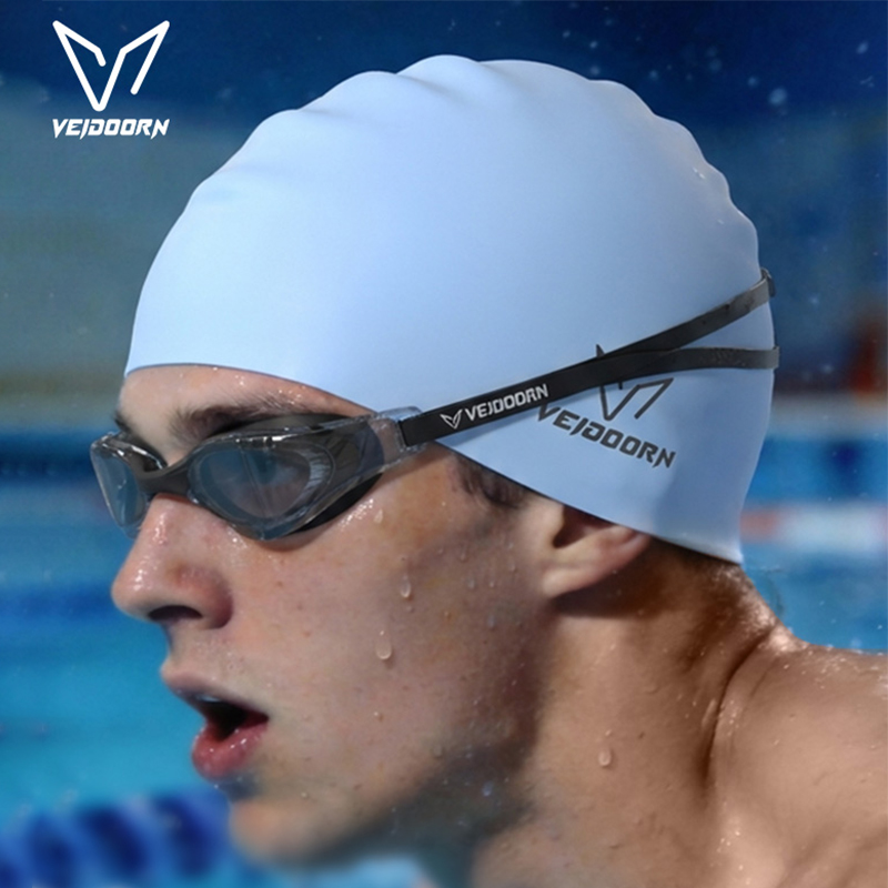 Swim Hat Silicone - หมวกว่ายน้ำซิลิโคนกันน้ำแบบมืออาชีพสำหรับผู้ใหญ่ ผมยาว หมวกว่ายน้ำสำหรับผู้หญิงผู้ชาย ไม่ดึงผม นุ่มสบาย ใช้ร่วมกับแว่นตาว่ายน้ำได้