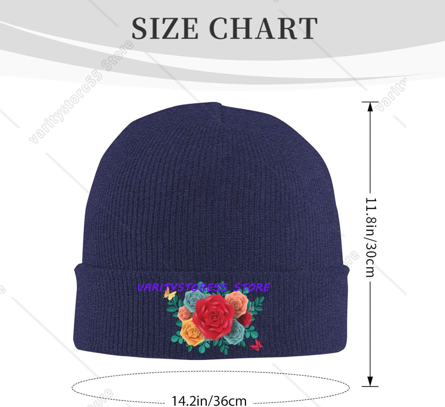 หมวกบีนนี่ลายกุหลาบหลากสี สำหร - Beanie Cuffed Knit บทวิจารณ์และราคา
