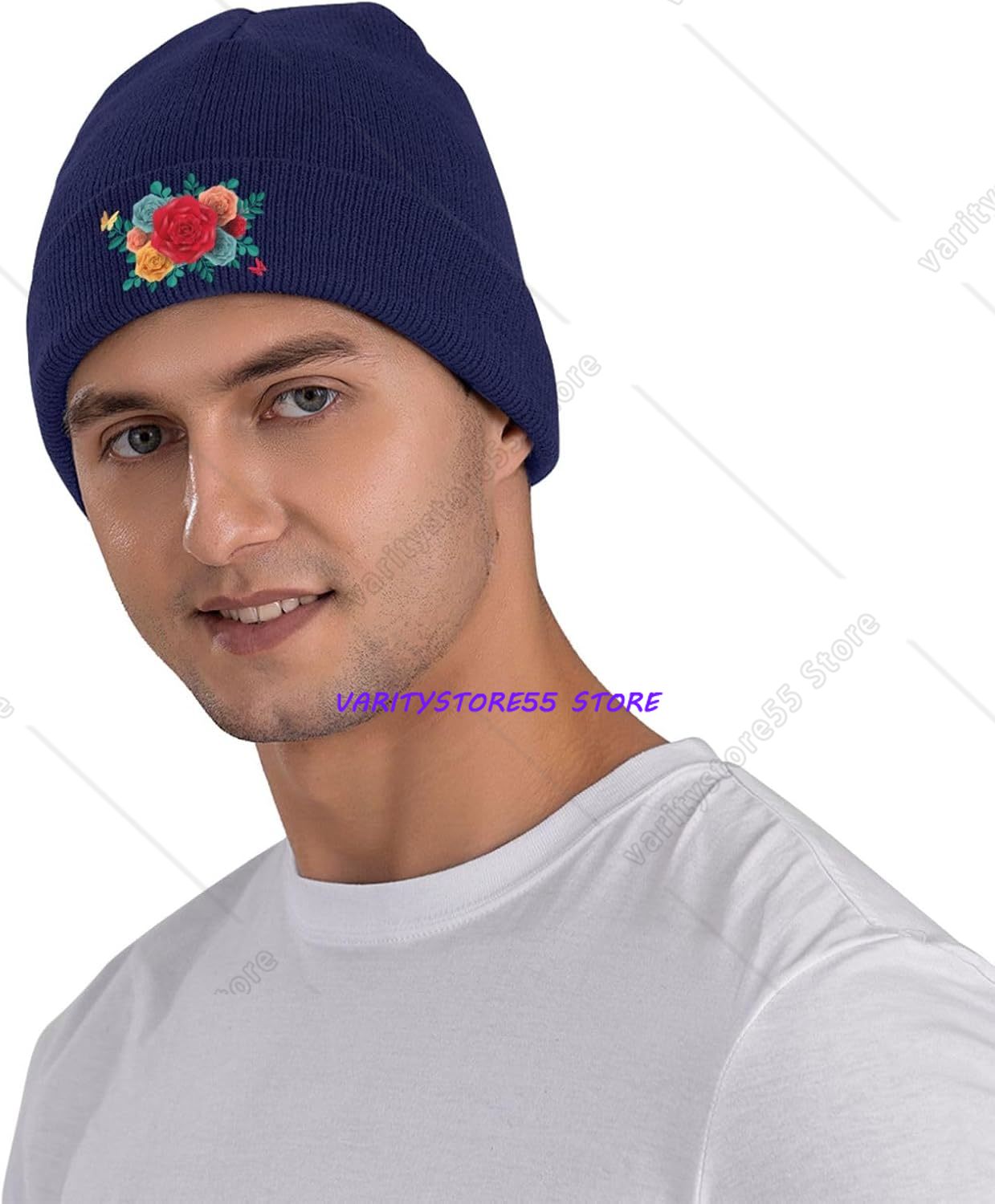 หมวกบีนนี่ลายกุหลาบหลากสี สำหร - Beanie Cuffed Knit บทวิจารณ์และราคา