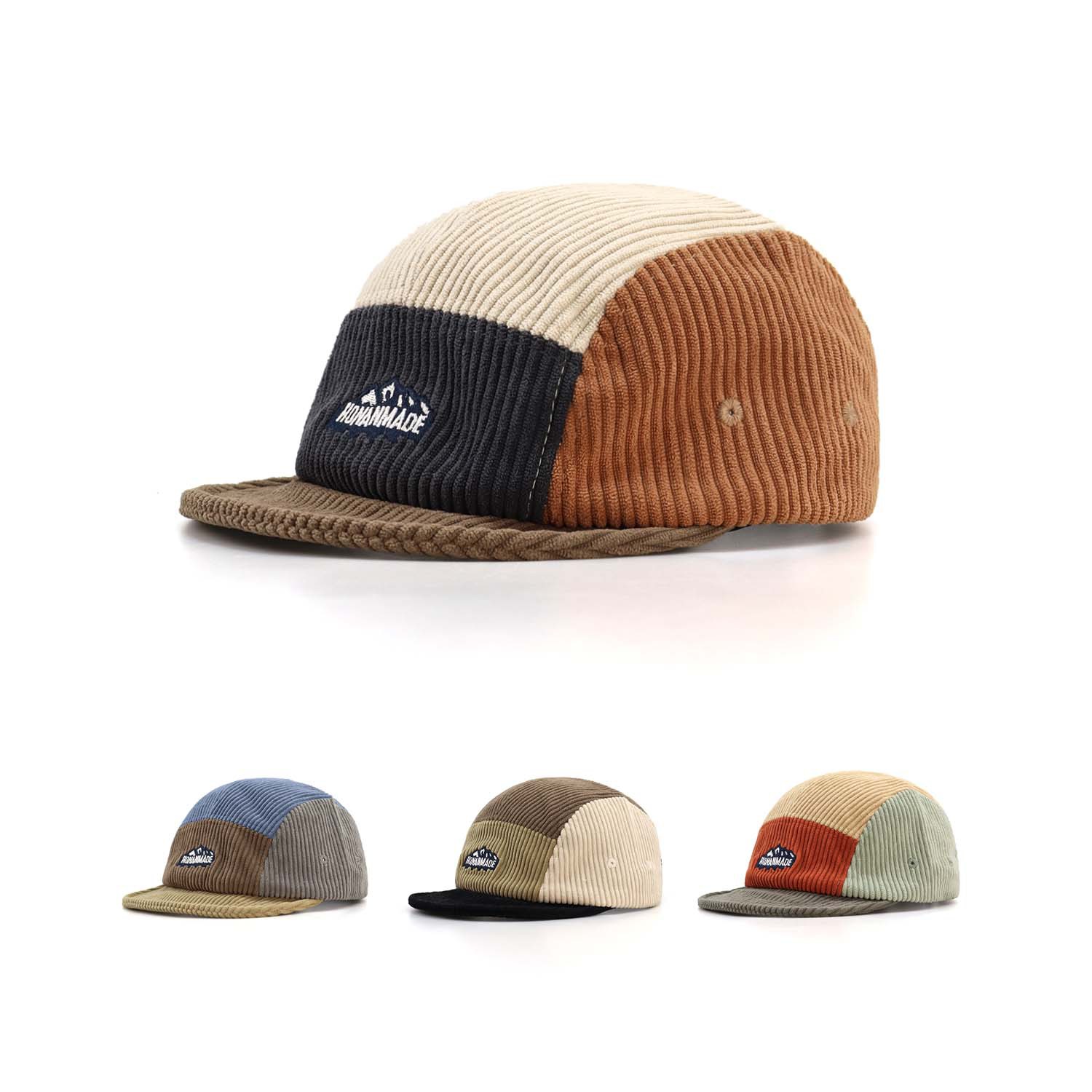 หมวกแก๊ปคอร์ดูรอยสีสันตัดกัน 5 - Corduroy Cap 5 Panel บทวิจารณ์และราคา